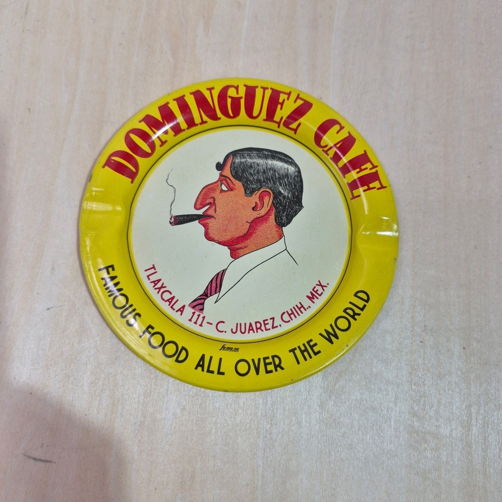 Dominguez Cafe Ashtray Tin‎ Metal Yellow Famous Food All Over The World Tlaxcala